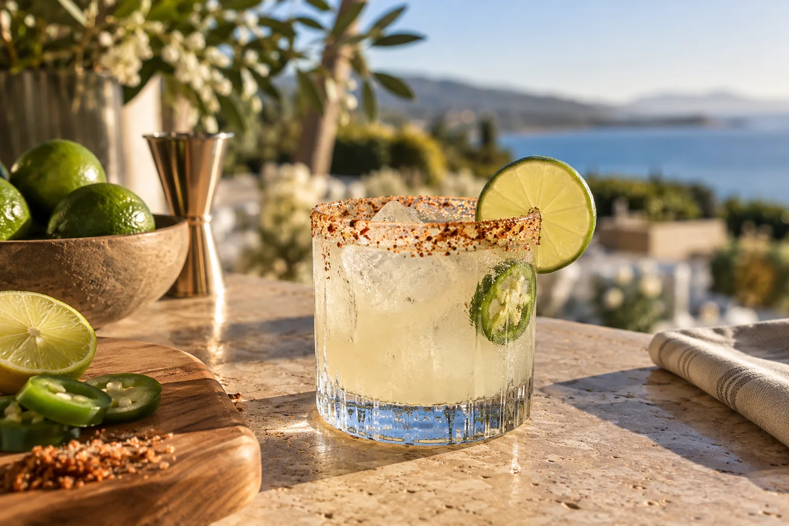 Signature spicy margarita with garnish