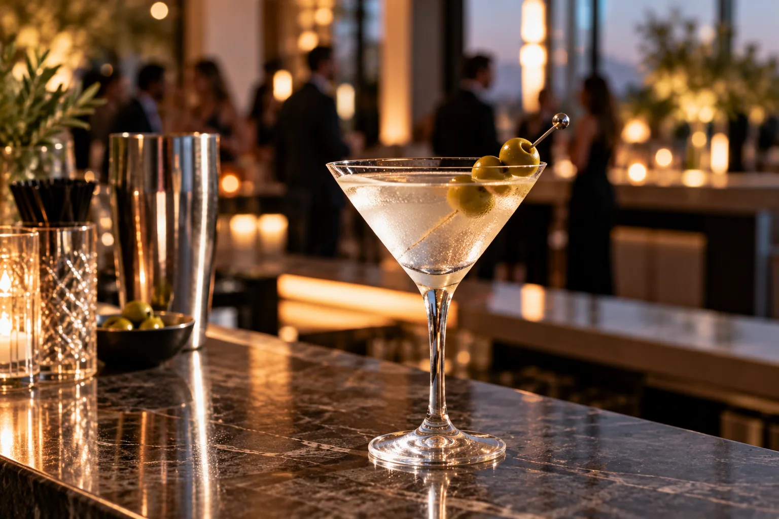 Martini served at an elegant event cocktail bar